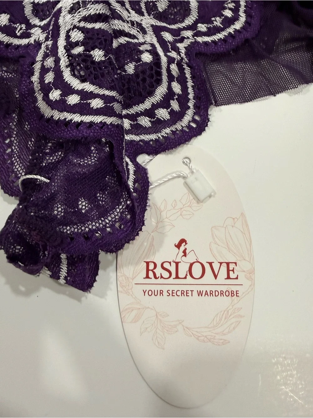 RSLOVE Purple Lace Halter Teddy Lingerie Bodysuit - NWT Size Medium